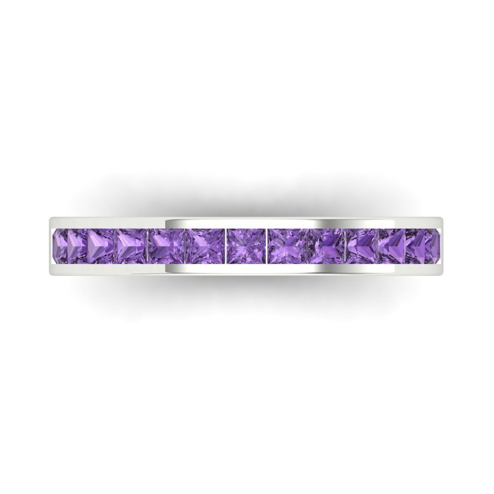0.78 cttw Simulated Alexandrite Princess Cut White Gold Eternity Wedding Band
