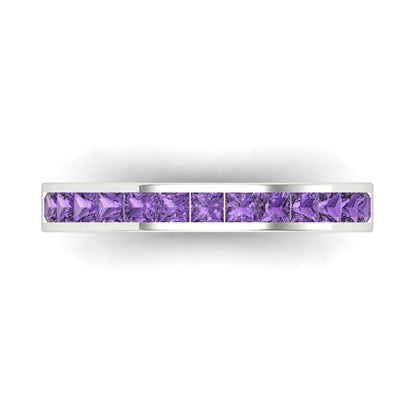 0.78 cttw Simulated Alexandrite Princess Cut White Gold Eternity Wedding Band