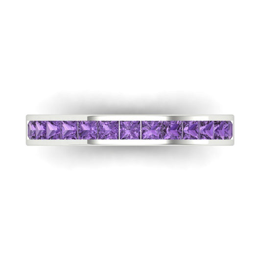 0.78 cttw Simulated Alexandrite Princess Cut White Gold Eternity Wedding Band