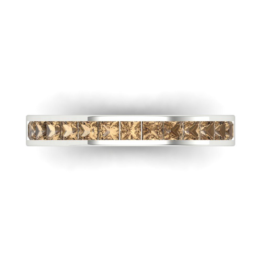 0.78 cttw Simulated Champagne Diamond Princess Cut White Gold Eternity Wedding Band