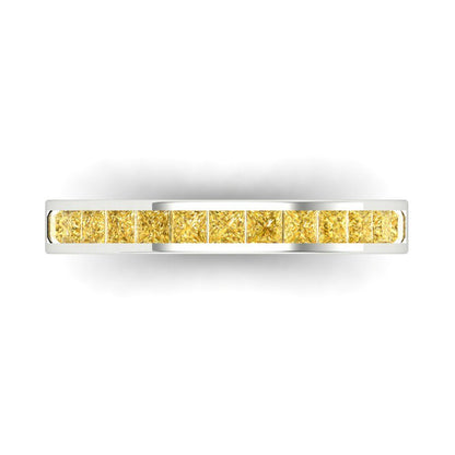 0.78 cttw Simulated Yellow Diamond Princess Cut White Gold Eternity Wedding Band