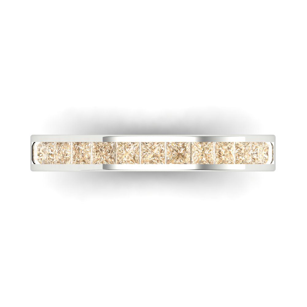 0.78 cttw Natural Morganite Princess Cut White Gold Eternity Wedding Band