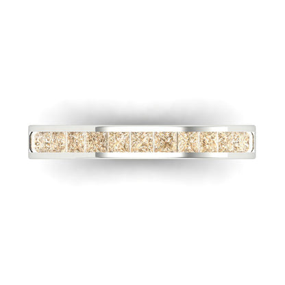 0.78 cttw Natural Morganite Princess Cut White Gold Eternity Wedding Band