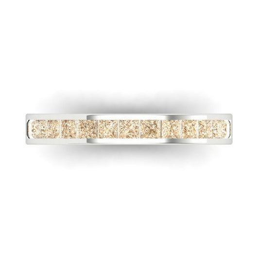 0.78 cttw Natural Morganite Princess Cut White Gold Eternity Wedding Band