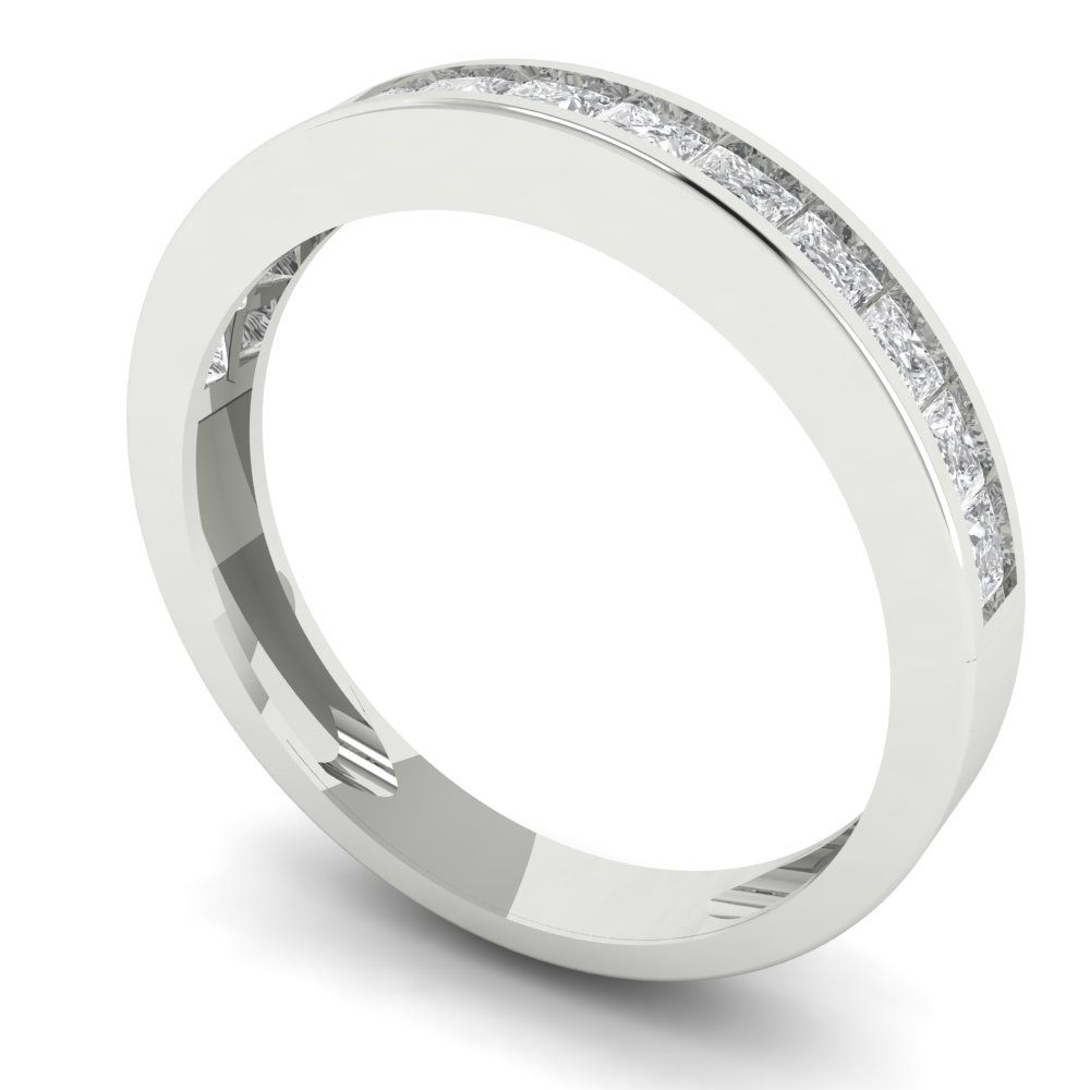 0.78 cttw Moissanite Princess Cut White Gold Eternity Wedding Band