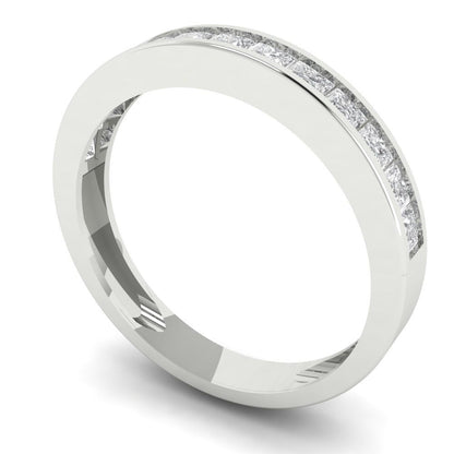 0.78 cttw Moissanite Princess Cut White Gold Eternity Wedding Band