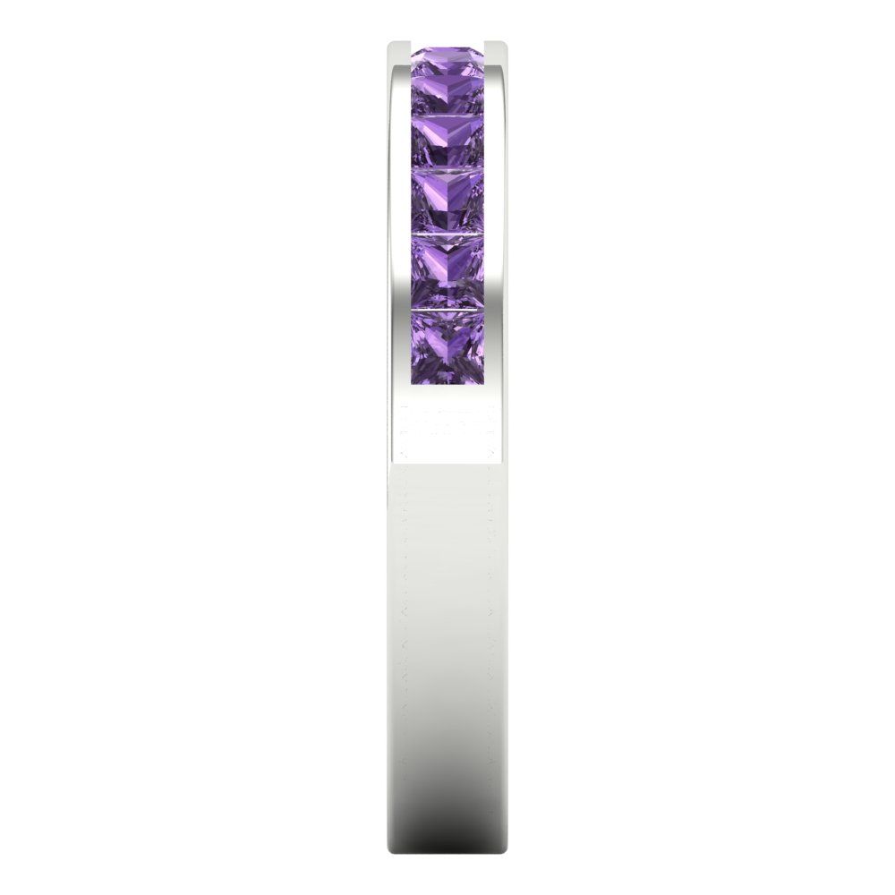 0.78 cttw Simulated Alexandrite Princess Cut White Gold Eternity Wedding Band