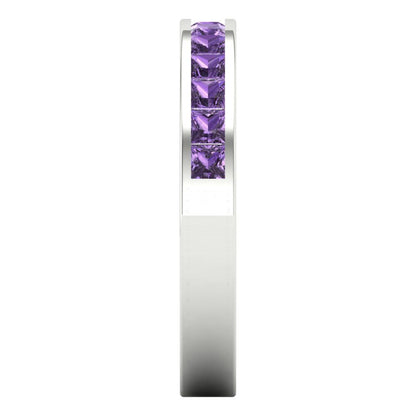 0.78 cttw Simulated Alexandrite Princess Cut White Gold Eternity Wedding Band