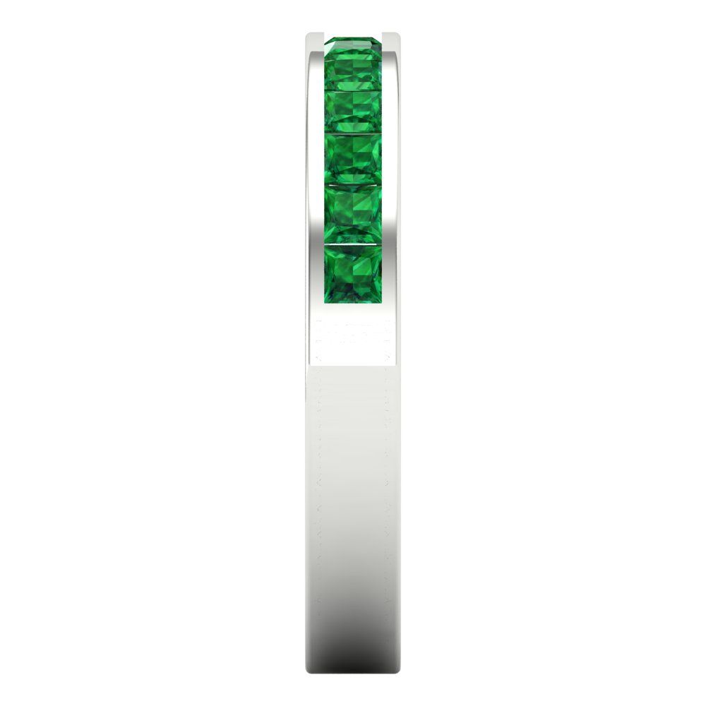 0.78 cttw Simulated Emerald Princess Cut White Gold Eternity Wedding Band