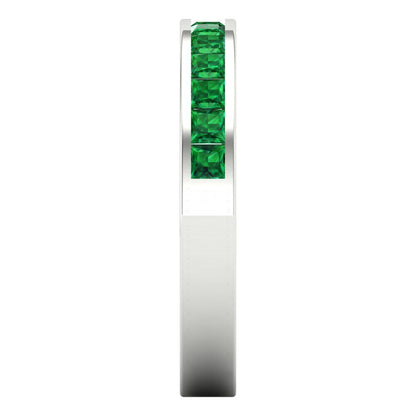 0.78 cttw Simulated Emerald Princess Cut White Gold Eternity Wedding Band