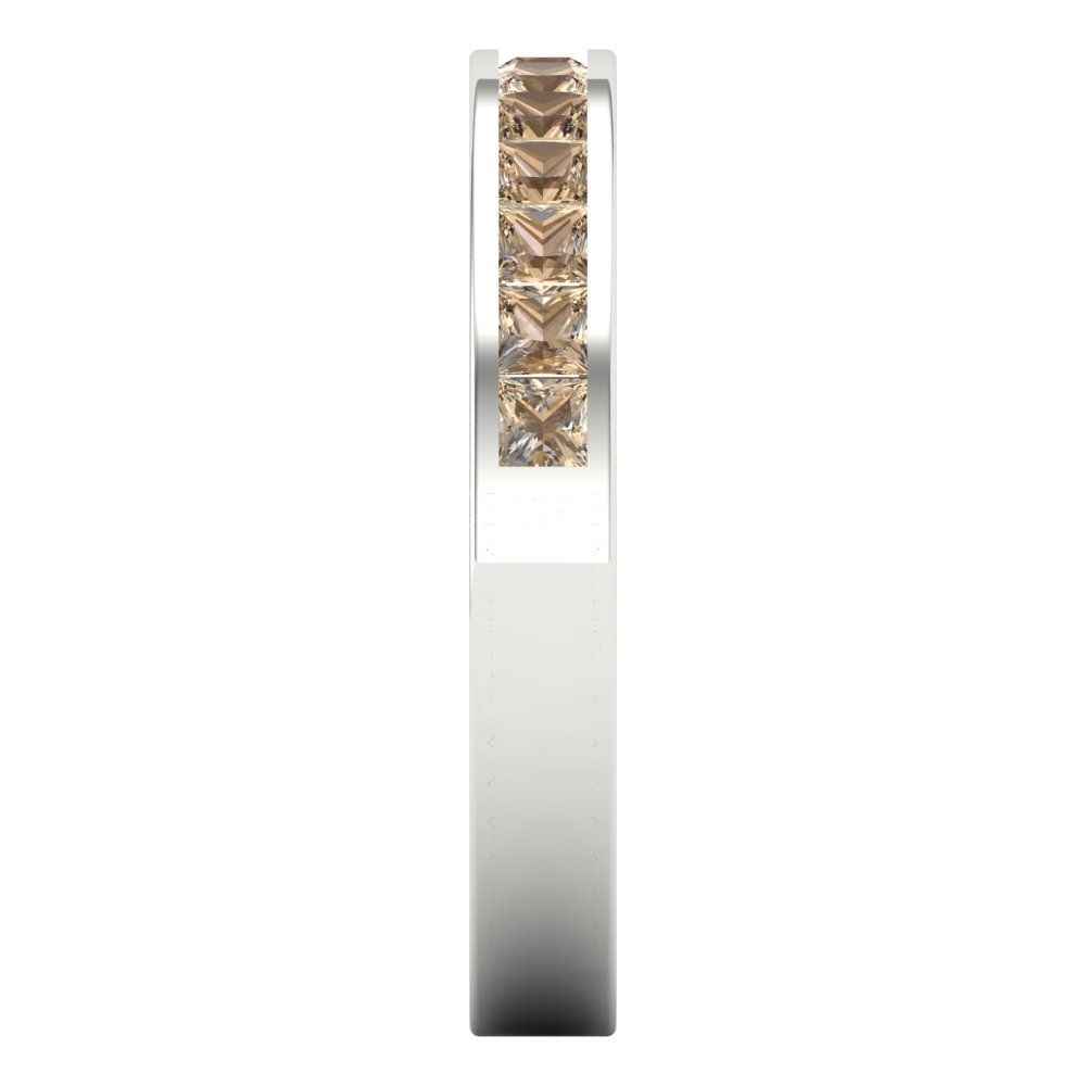 0.78 cttw Yellow Moissanite Princess Cut White Gold Eternity Wedding Band