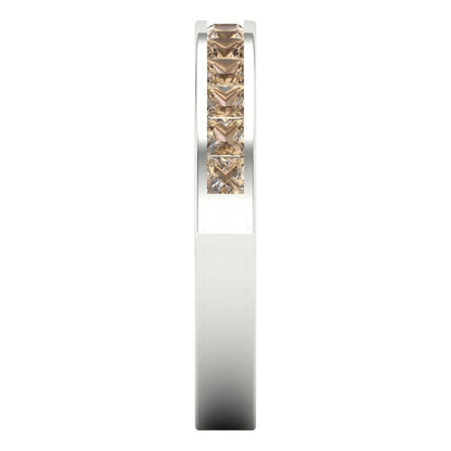 0.78 cttw Yellow Moissanite Princess Cut White Gold Eternity Wedding Band