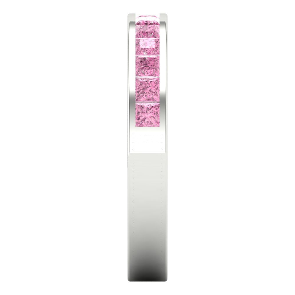 0.78 cttw Simulated Pink Diamond Princess Cut White Gold Eternity Wedding Band