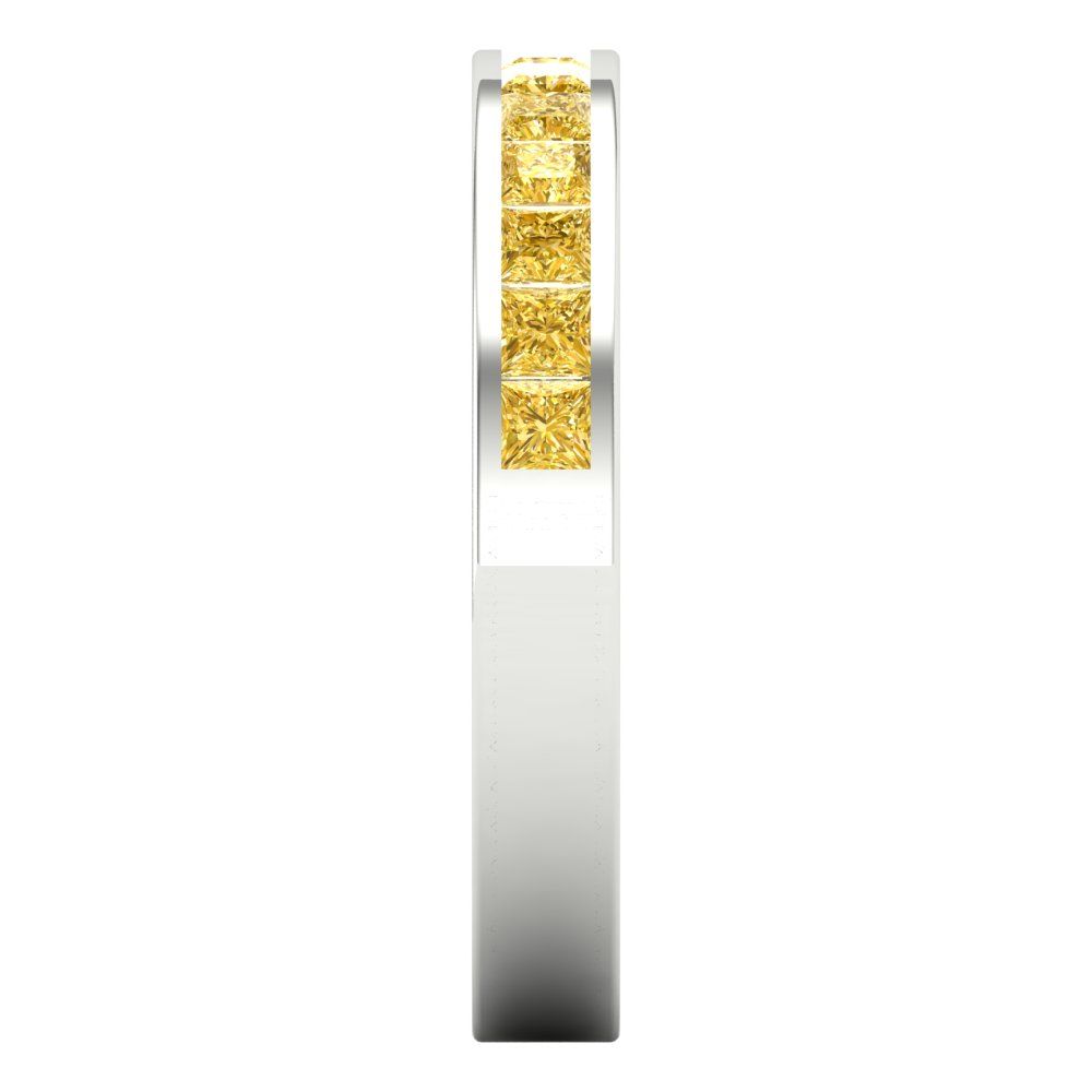 0.78 cttw Natural Citrine Princess Cut White Gold Eternity Wedding Band