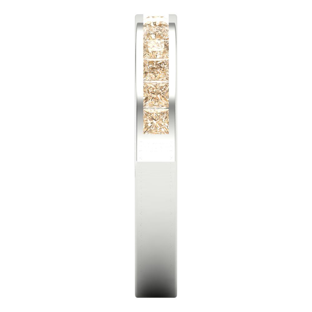 0.78 cttw Natural Morganite Princess Cut White Gold Eternity Wedding Band