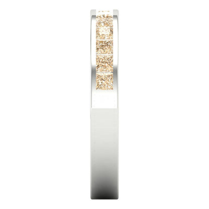 0.78 cttw Natural Morganite Princess Cut White Gold Eternity Wedding Band