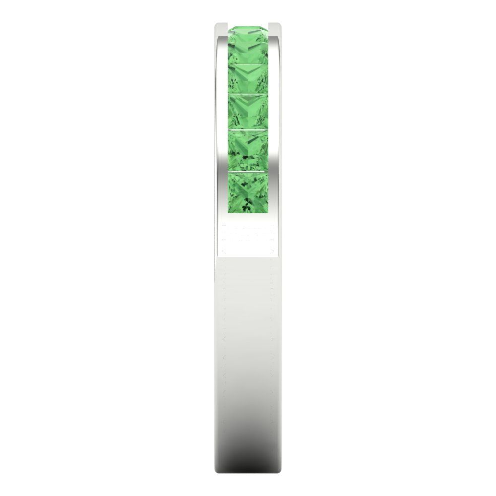 0.78 cttw Simulated Green Diamond Princess Cut White Gold Eternity Wedding Band