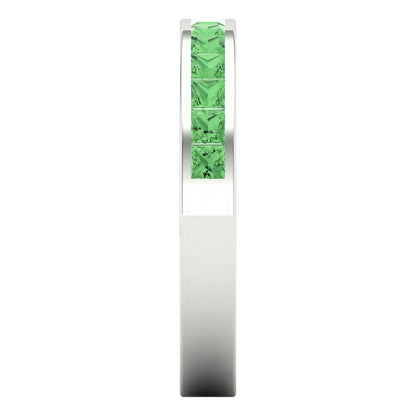 0.78 cttw Simulated Green Diamond Princess Cut White Gold Eternity Wedding Band