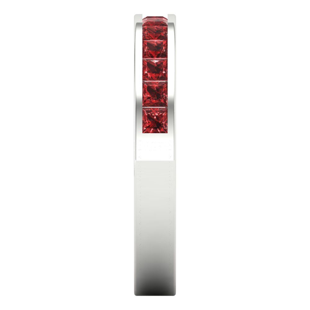 0.78 cttw Natural Garnet Princess Cut White Gold Eternity Wedding Band
