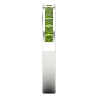 0.78 cttw Natural Peridot Princess Cut White Gold Eternity Wedding Band