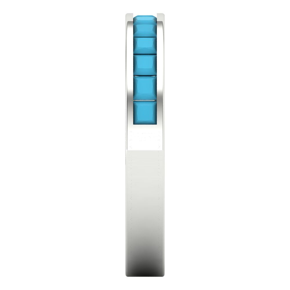 0.78 cttw Simulated Turquoise Princess Cut White Gold Eternity Wedding Band