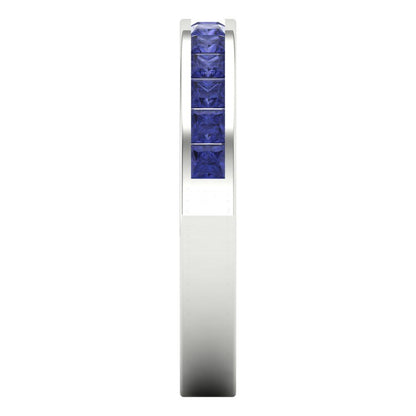 0.78 cttw Simulated Tanzanite Princess Cut White Gold Eternity Wedding Band