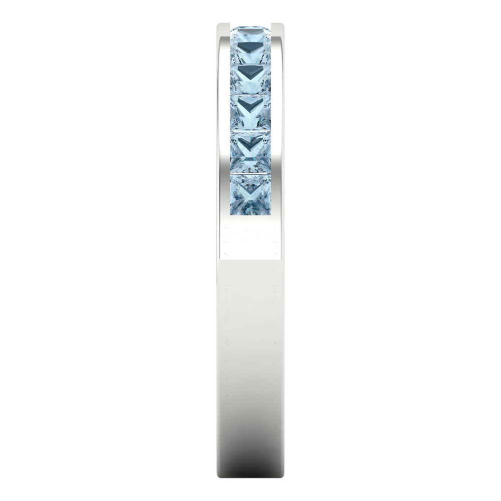 0.78 cttw Natural Swiss Blue Topaz Princess Cut White Gold Eternity Wedding Band