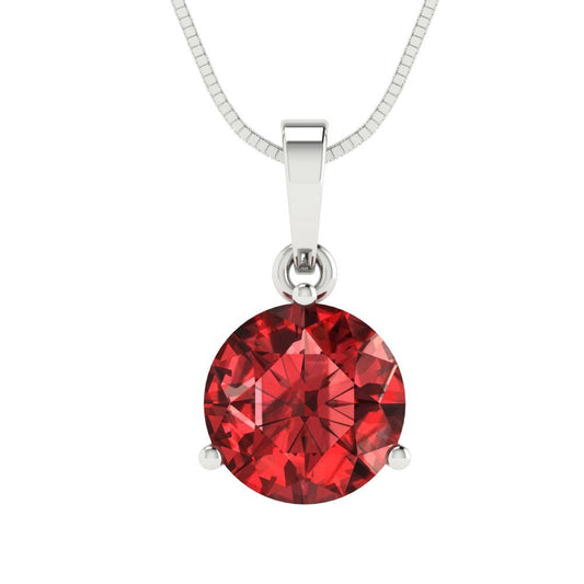 2cttw Round Cut Garnet Gold-Plated 925 Silver Pendant and 18" Box-Chain Necklace