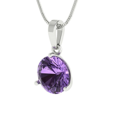 2cttw Round Cut Alexandrite Gold-Plated 925 Silver Pendant and 18" Box-Chain Necklace