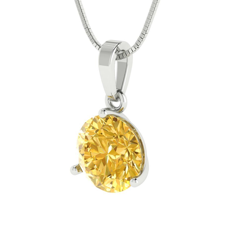 2cttw Round Cut Citrine Gold-Plated 925 Silver Pendant and 18" Box-Chain Necklace