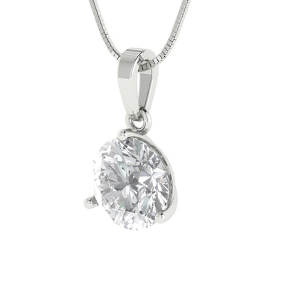 2cttw Round Cut Clear Gold-Plated 925 Silver Pendant and 18" Box-Chain Necklace