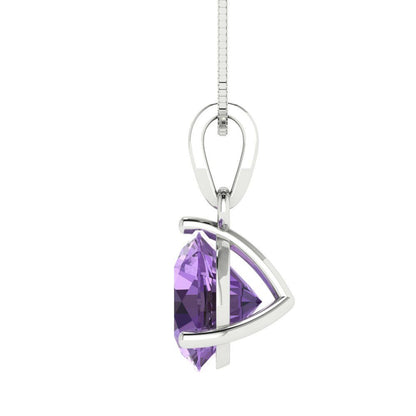 2cttw Round Cut Alexandrite Gold-Plated 925 Silver Pendant and 18" Box-Chain Necklace