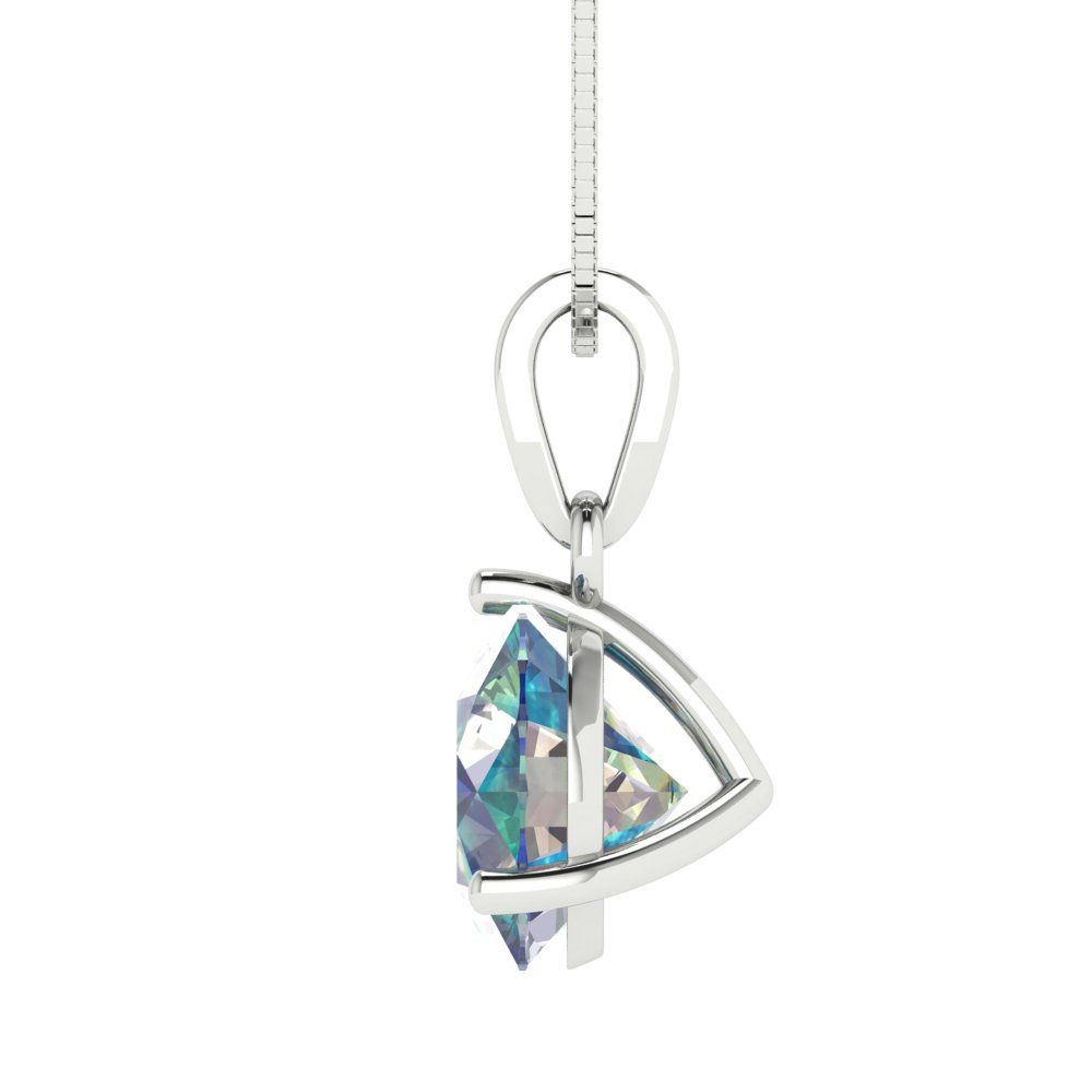 2cttw Round Cut Blue Moissanite Gold-Plated 925 Silver Pendant and 18" Box-Chain Necklace