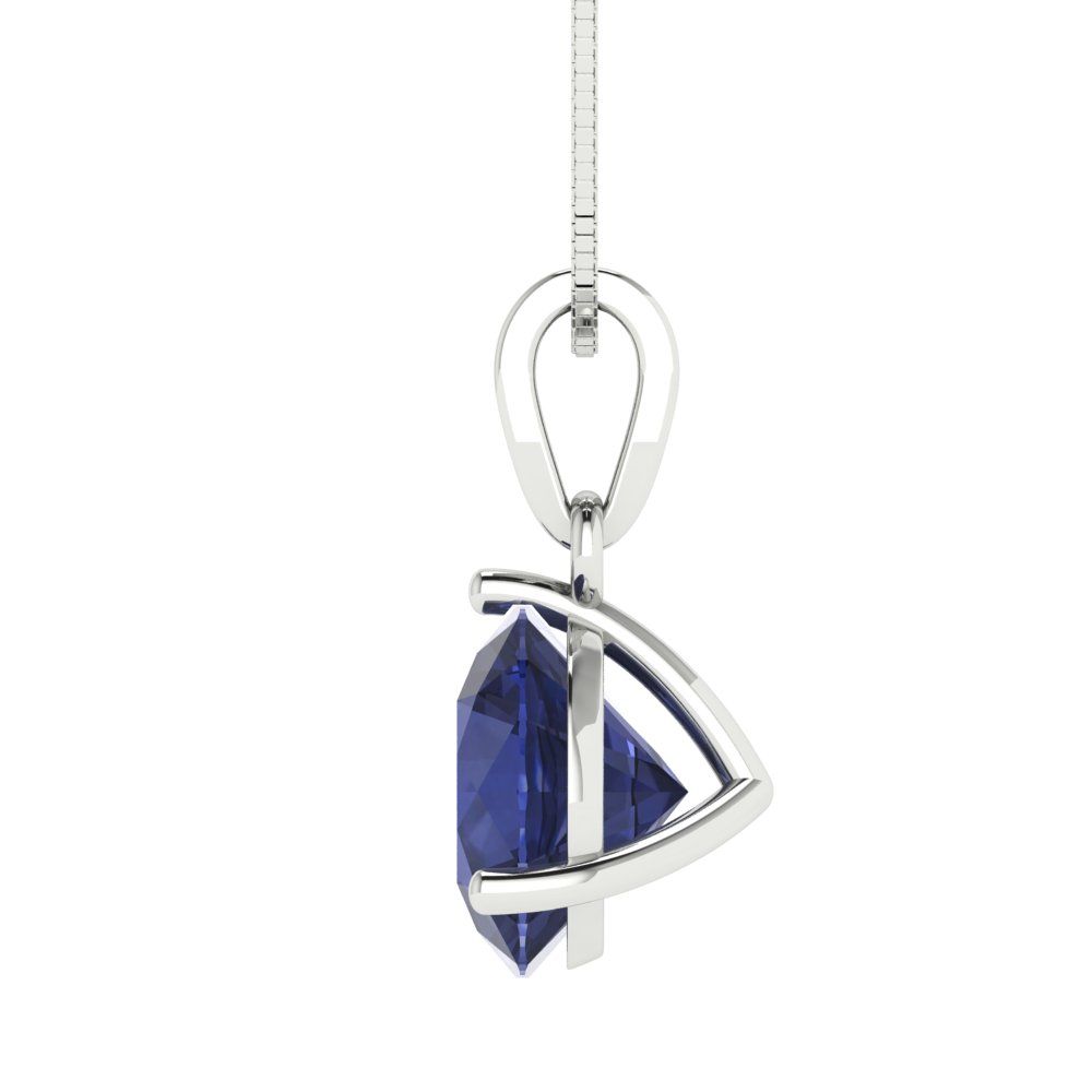 2cttw Round Cut Blue Sapphire Gold-Plated 925 Silver Pendant and 18" Box-Chain Necklace