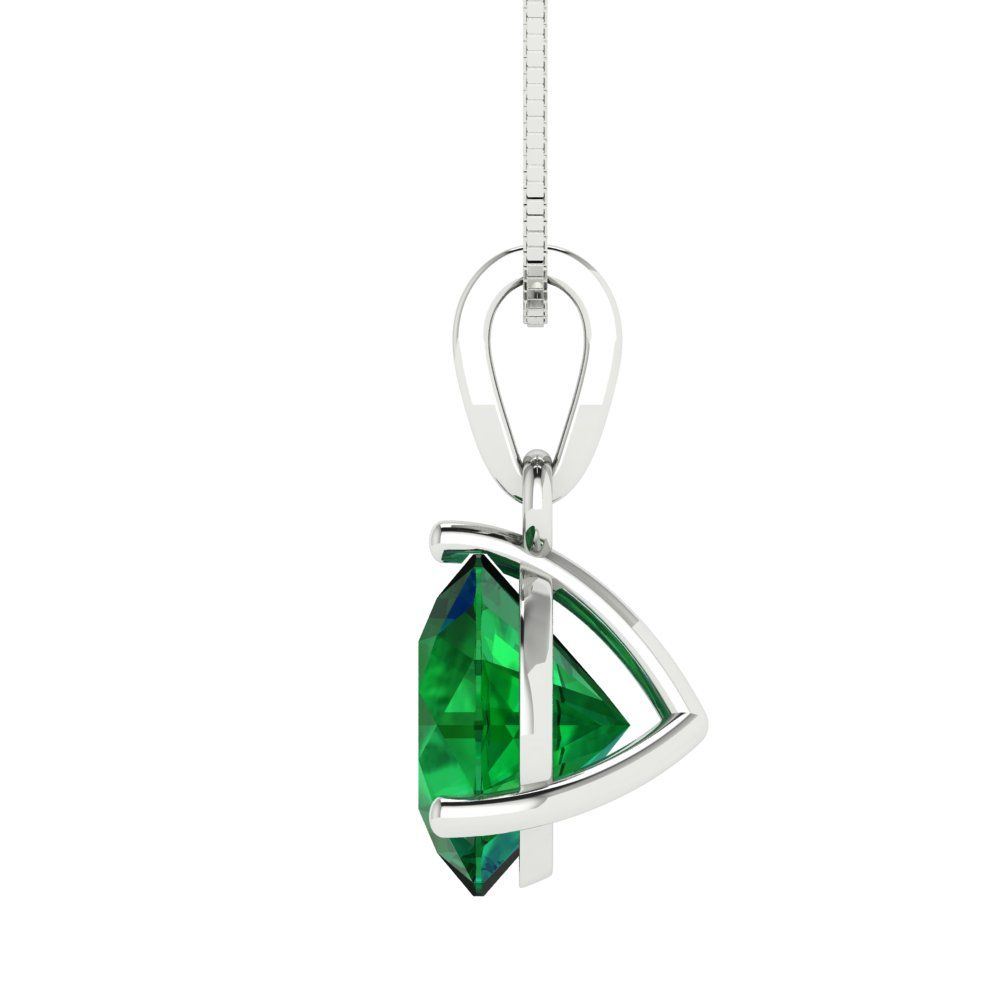 2cttw Round Cut Emerald Gold-Plated 925 Silver Pendant and 18" Box-Chain Necklace
