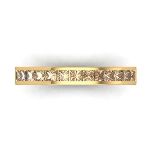 0.78 cttw Yellow Moissanite Princess Cut Yellow Gold Eternity Wedding Band