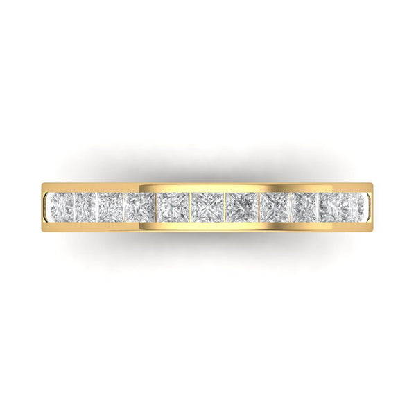 0.84 ct Brilliant Princess Cut Clear Simulated Diamond Stone Yellow Gold Stackable Band
