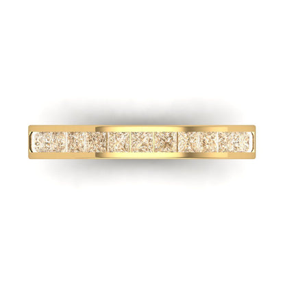 0.78 cttw Natural Morganite Princess Cut Yellow Gold Eternity Wedding Band