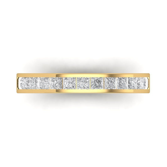 0.78 cttw White Sapphire Princess Cut Yellow Gold Eternity Wedding Band