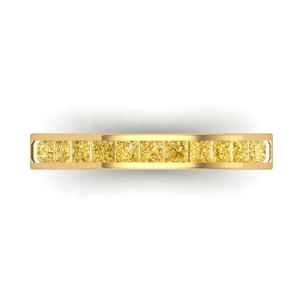 0.78 cttw Natural Citrine Princess Cut Yellow Gold Eternity Wedding Band