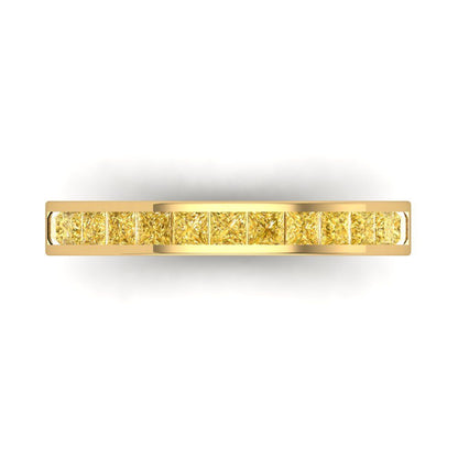 0.78 cttw Natural Citrine Princess Cut Yellow Gold Eternity Wedding Band