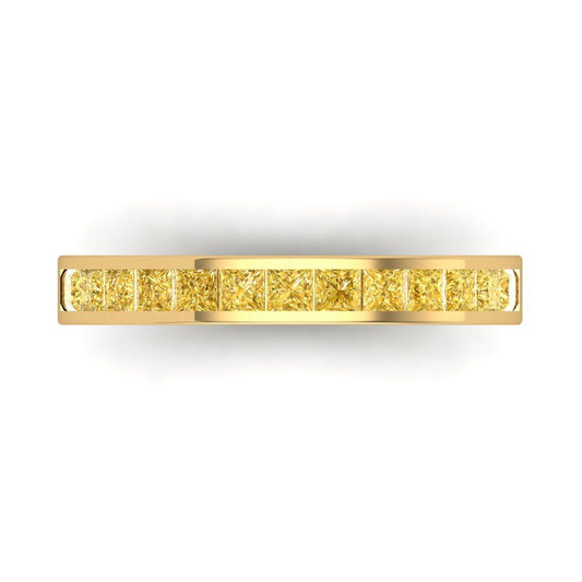 0.78 cttw Natural Citrine Princess Cut Yellow Gold Eternity Wedding Band