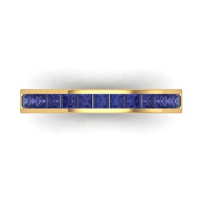 0.78 cttw Simulated Tanzanite Princess Cut Yellow Gold Eternity Wedding Band