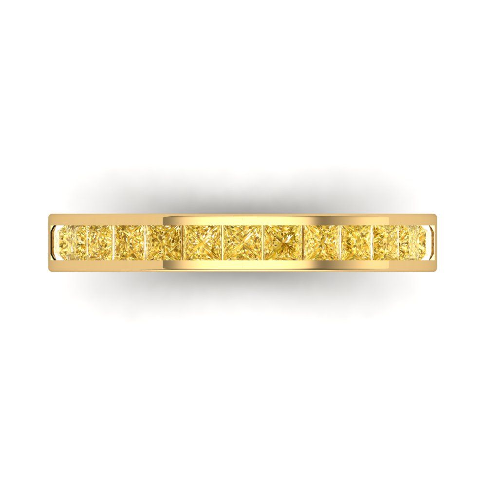 0.78 cttw Simulated Yellow Diamond Princess Cut Yellow Gold Eternity Wedding Band