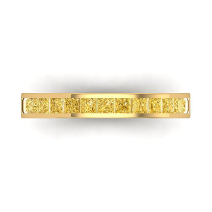 0.78 cttw Simulated Yellow Diamond Princess Cut Yellow Gold Eternity Wedding Band