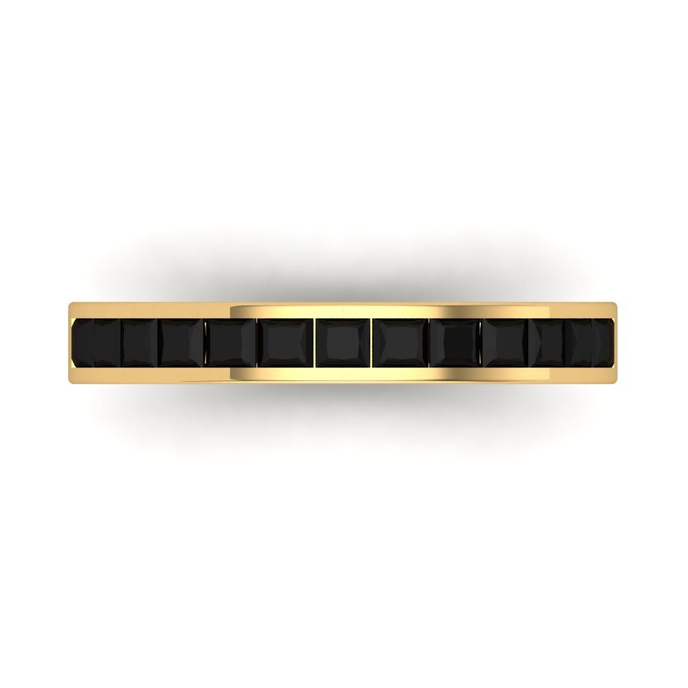 0.78 cttw Natural Onyx Princess Cut Yellow Gold Eternity Wedding Band
