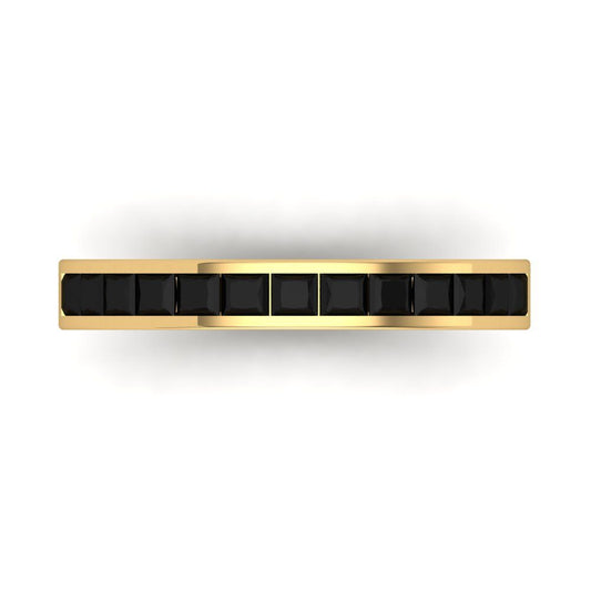 0.78 cttw Natural Onyx Princess Cut Yellow Gold Eternity Wedding Band