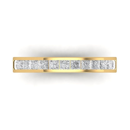 0.78 cttw Moissanite Princess Cut Yellow Gold Eternity Wedding Band
