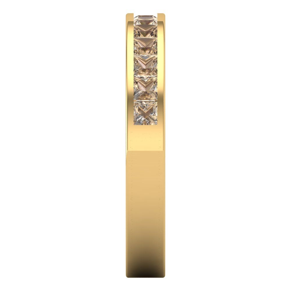 0.78 cttw Yellow Moissanite Princess Cut Yellow Gold Eternity Wedding Band