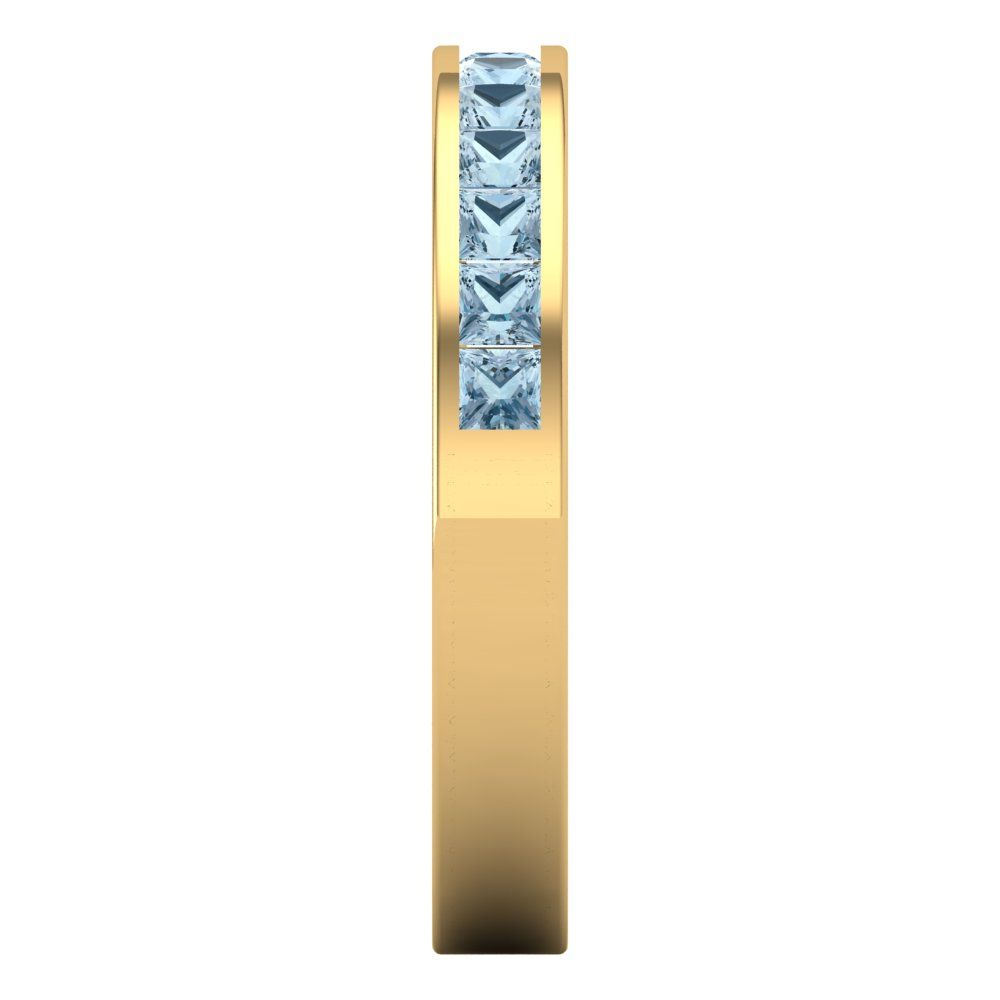 0.78 cttw Natural Swiss Blue Topaz Princess Cut Yellow Gold Eternity Wedding Band